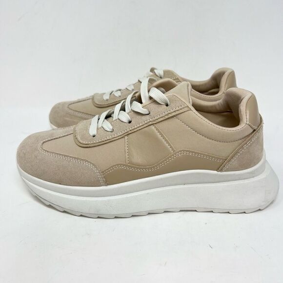 Madden Girl Angiee Sneakers Womens 10 Beige Lace-Up Platform Round Toe - Picture 3 of 11